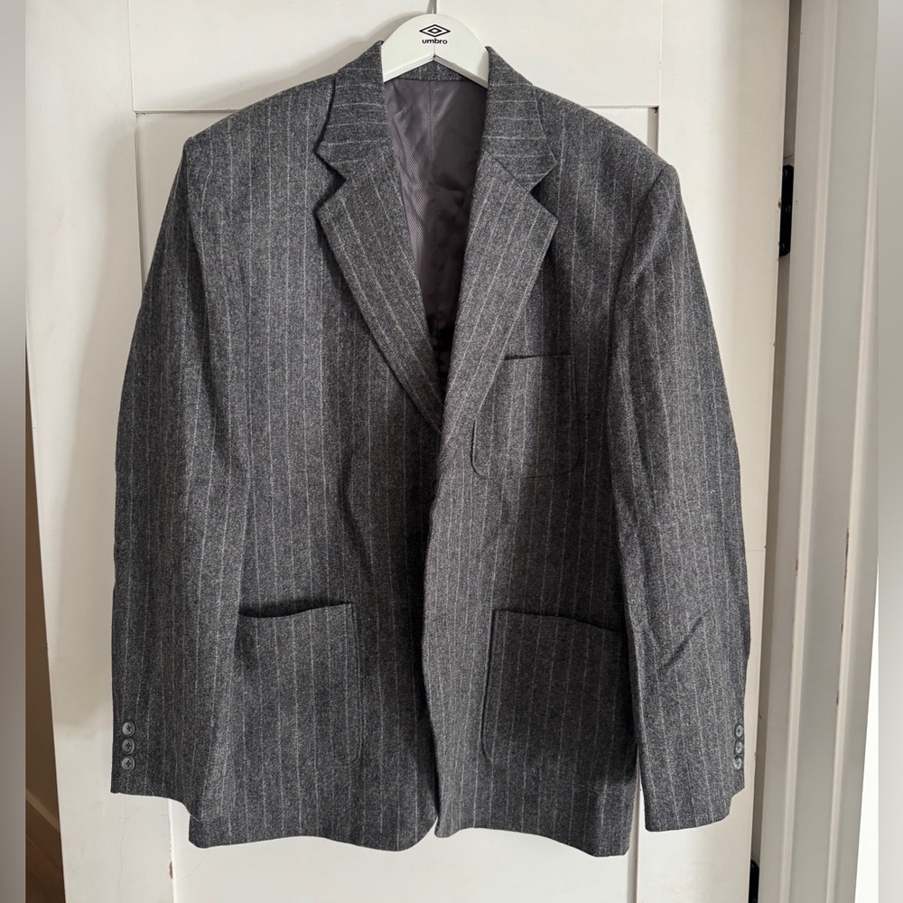 Oversized Vintage Grey & White Pinstripe Blazer